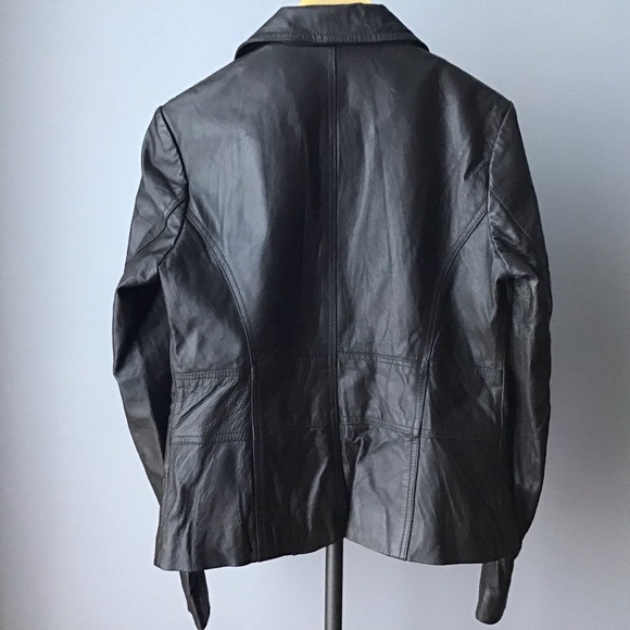 Brown genuine leather blazer jacket size Medium - Picture 2 of 6